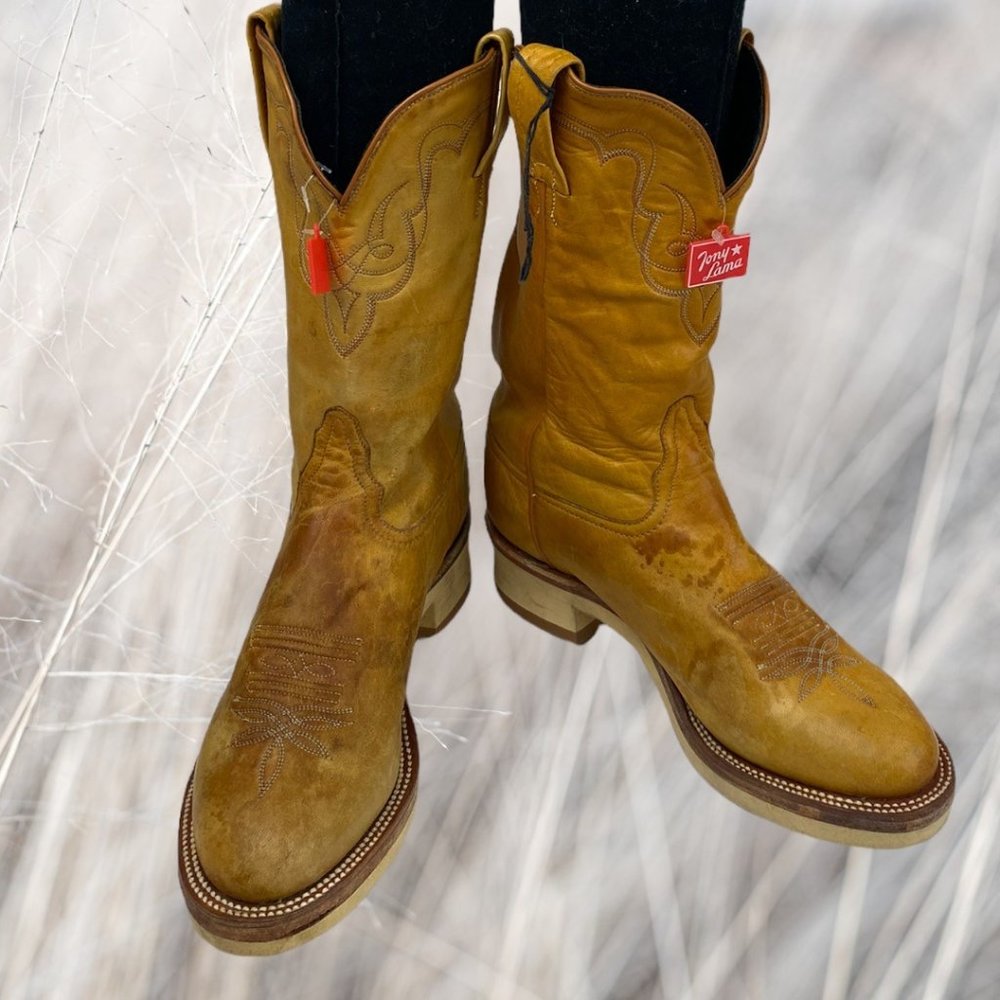 NWT Tony Lama Peanut Carmel Brown Women's Western Cowgirl Boots size 6.5